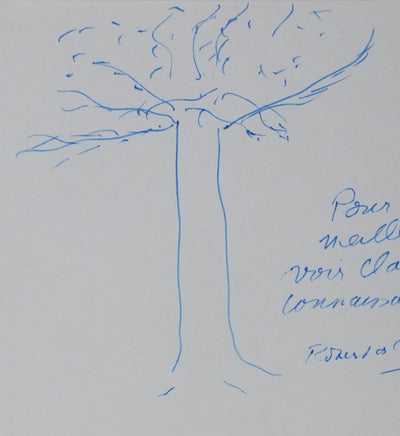 Robert de SAINT-JEAN : L'arbre bleuté, Autographe et dessin original signé
