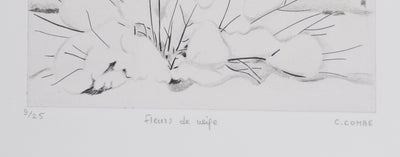 Camille COMBE : Fleurs de neige, Gravure originale signée
