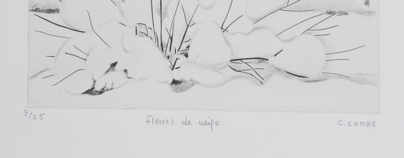 Camille COMBE : Fleurs de neige, Gravure originale signée