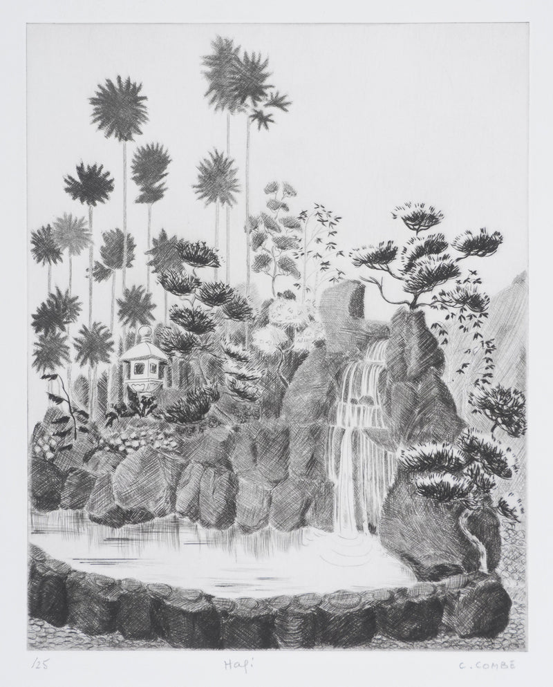 Camille COMBE : Cascade, Gravure originale signée