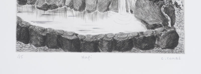 Camille COMBE : Cascade, Gravure originale signée