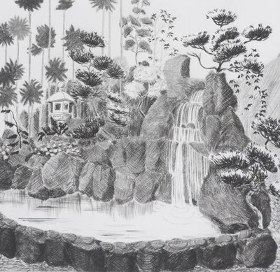 Camille COMBE : Cascade, Gravure originale signée