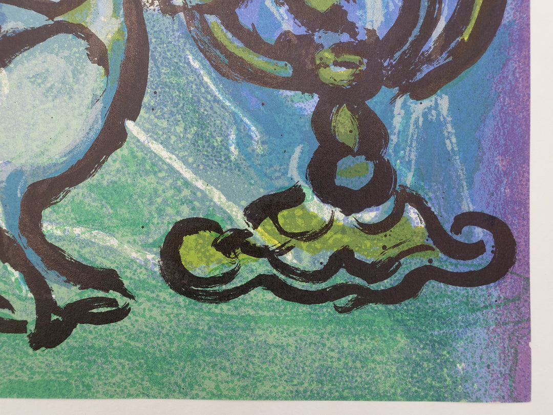 Marc CHAGALL: Taube und Menora-Leuchter, Originallithografie – art