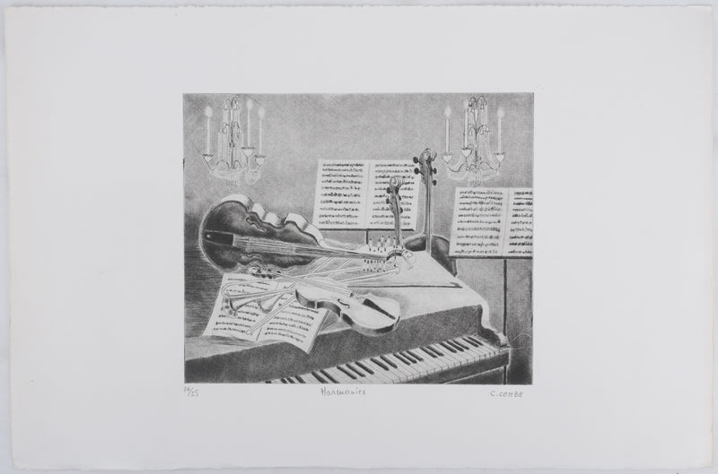 Camille COMBE : Harmonies, Gravure originale signée
