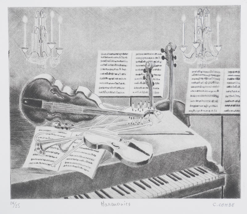 Camille COMBE : Harmonies, Gravure originale signée