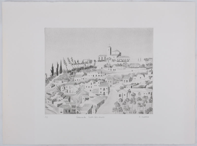 Camille COMBE : Grenade hors-les-murs, Gravure originale signée