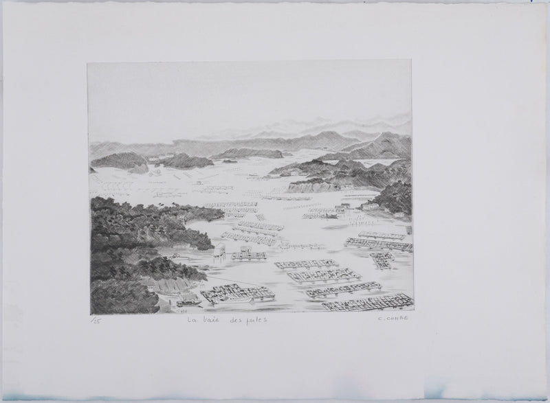 Camille COMBE : La baie des perles, Gravure originale signée