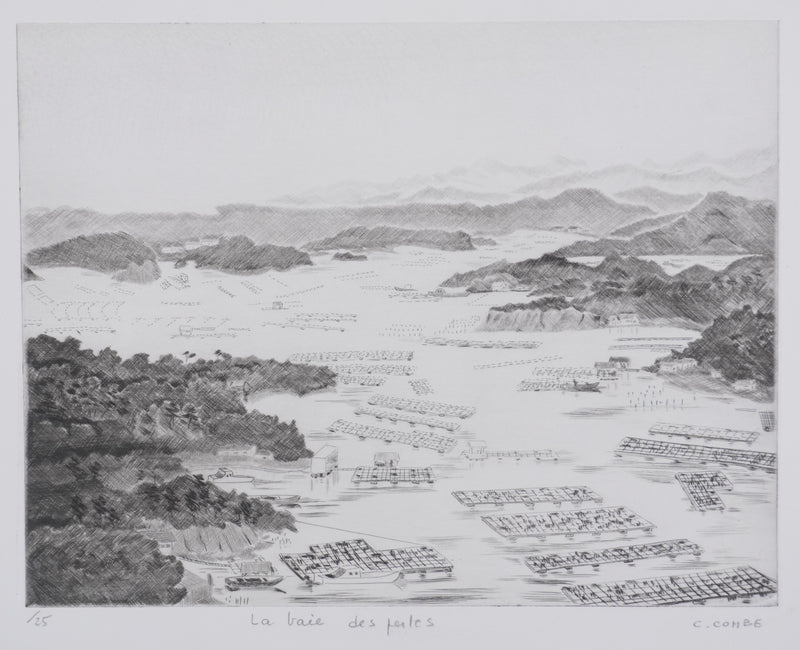 Camille COMBE : La baie des perles, Gravure originale signée