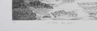 Camille COMBE : La baie des perles, Gravure originale signée