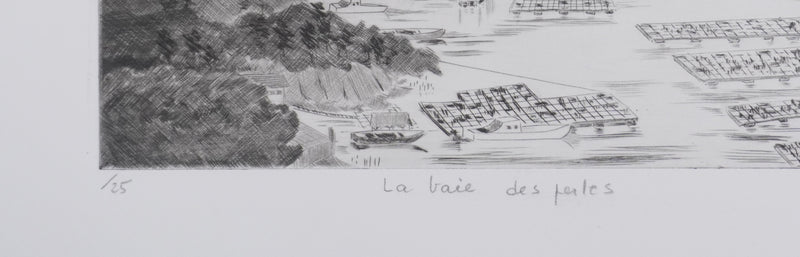 Camille COMBE : La baie des perles, Gravure originale signée