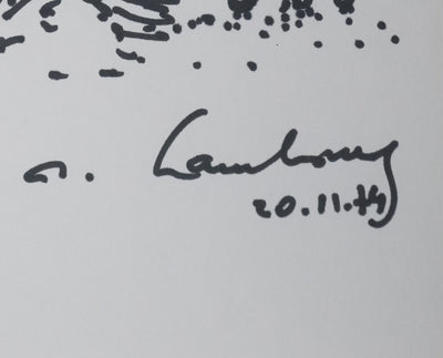 André HAMBOURG : Un coin de campagne, Dessin original signé