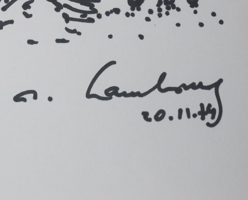 André HAMBOURG : Un coin de campagne, Dessin original signé