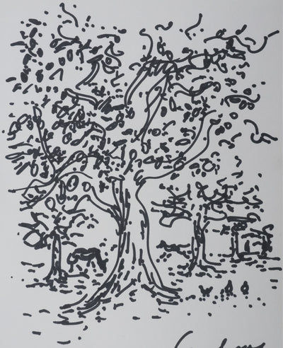 André HAMBOURG : Un coin de campagne, Dessin original signé