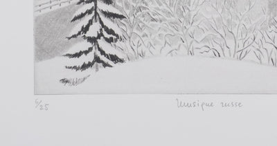 Camille COMBE : Musique russe, Gravure originale signée