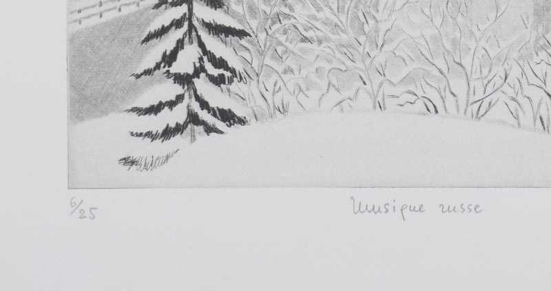 Camille COMBE : Musique russe, Gravure originale signée