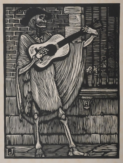 Louis JOU : Le squelette, Gravure originale signée