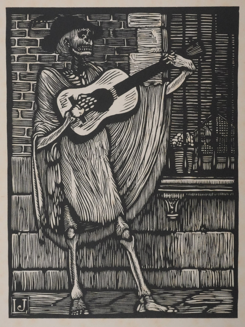 Louis JOU : Le squelette, Gravure originale signée