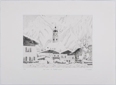 Camille COMBE : Un jour à Mittenwald, Gravure originale signée