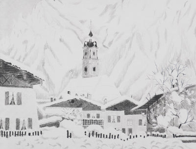 Camille COMBE : Un jour à Mittenwald, Gravure originale signée