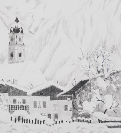Camille COMBE : Un jour à Mittenwald, Gravure originale signée