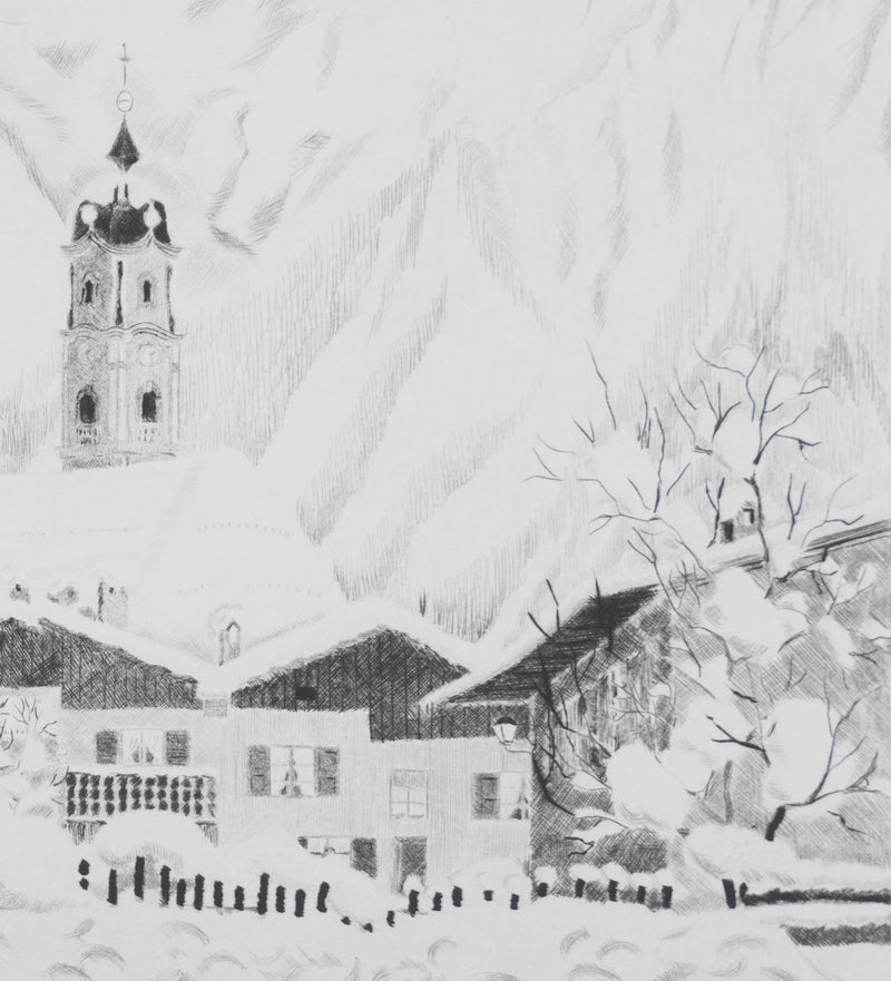 Camille COMBE : Un jour à Mittenwald, Gravure originale signée