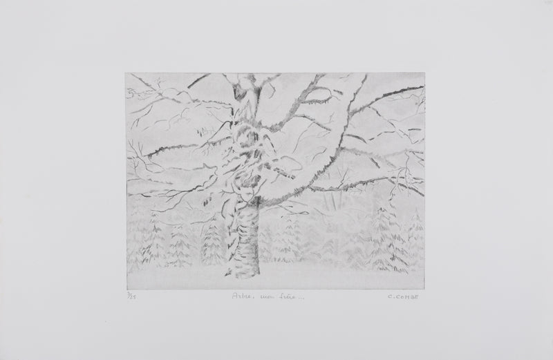 Camille COMBE : Arbre, mon frère …, Gravure originale signée
