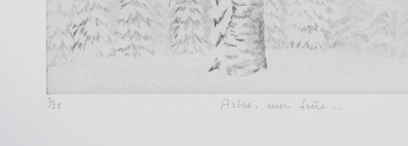 Camille COMBE : Arbre, mon frère …, Gravure originale signée