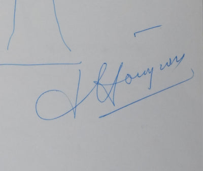 Jean HOUGRON : Le grand arbre, Autographe et dessin original signé