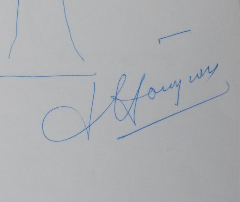 Jean HOUGRON : Le grand arbre, Autographe et dessin original signé