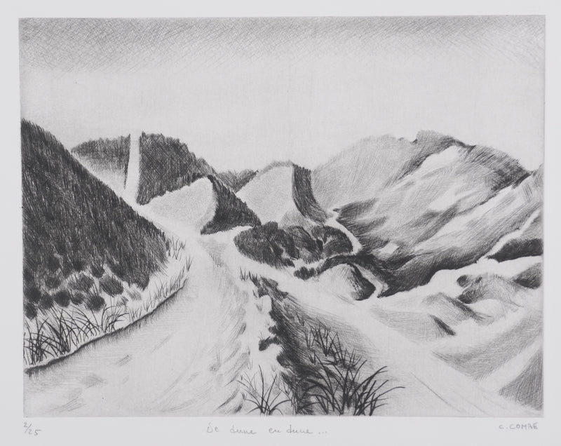 Camille COMBE : De dune en dune, Gravure originale signée