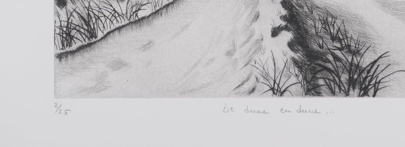 Camille COMBE : De dune en dune, Gravure originale signée