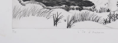 Camille COMBE : L'île d'Amrum, Gravure originale signée