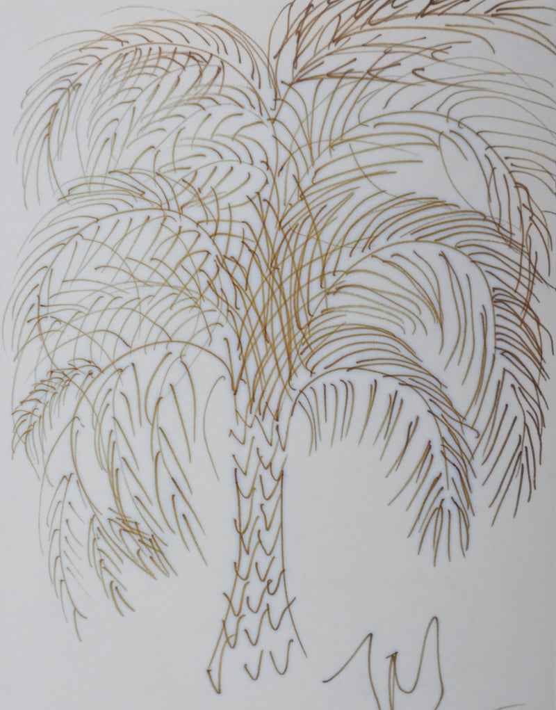 Jacqueline MAVROCORDATO : Le palmier, Autographe et dessin original signé