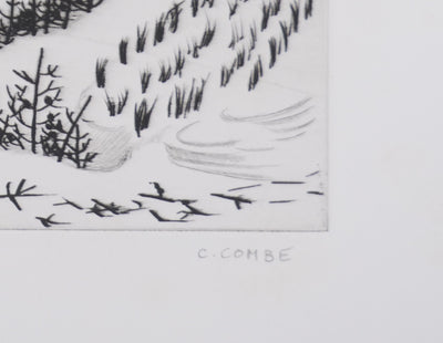 Camille COMBE : L'île d'Amrum, Gravure originale signée
