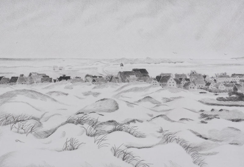 Camille COMBE : Vue sur Waldorf, Gravure originale signée