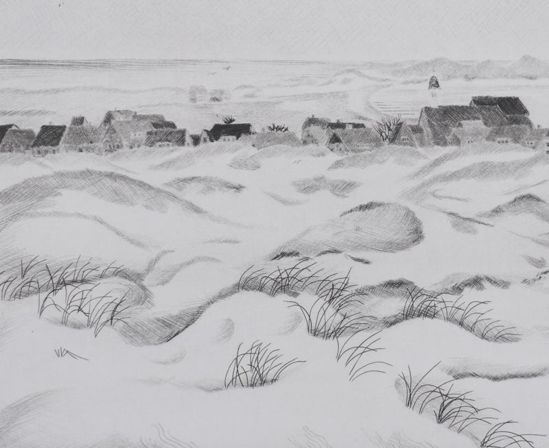 Camille COMBE : Vue sur Waldorf, Gravure originale signée