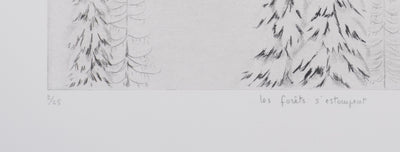 Camille COMBE : Les forêts s'estompent, Gravure originale signée
