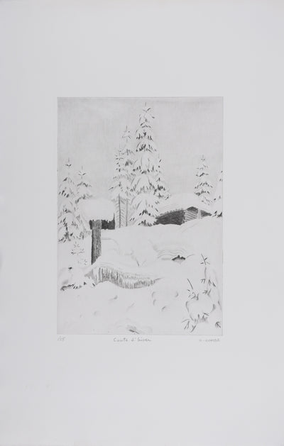 Camille COMBE : Conte d'hiver, Gravure originale signée