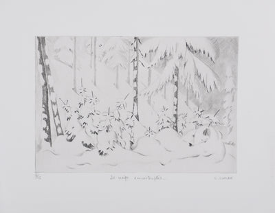 Camille COMBE : De neige emmitouflés, Gravure originale signée