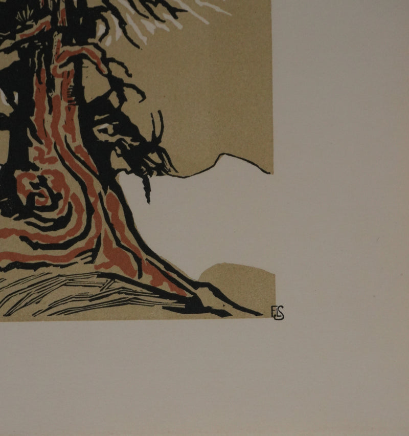 François-Louis SCHMIED : Le sapin (camaïeu), Gravure originale signée
