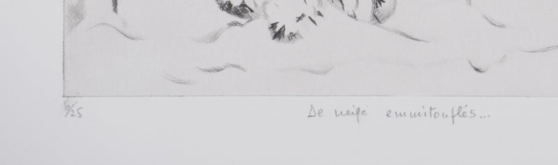 Camille COMBE : De neige emmitouflés, Gravure originale signée