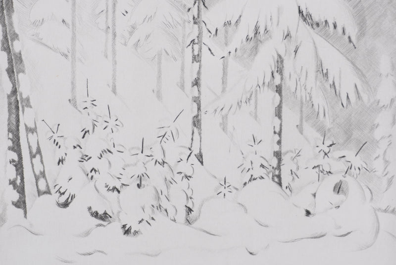Camille COMBE : De neige emmitouflés, Gravure originale signée