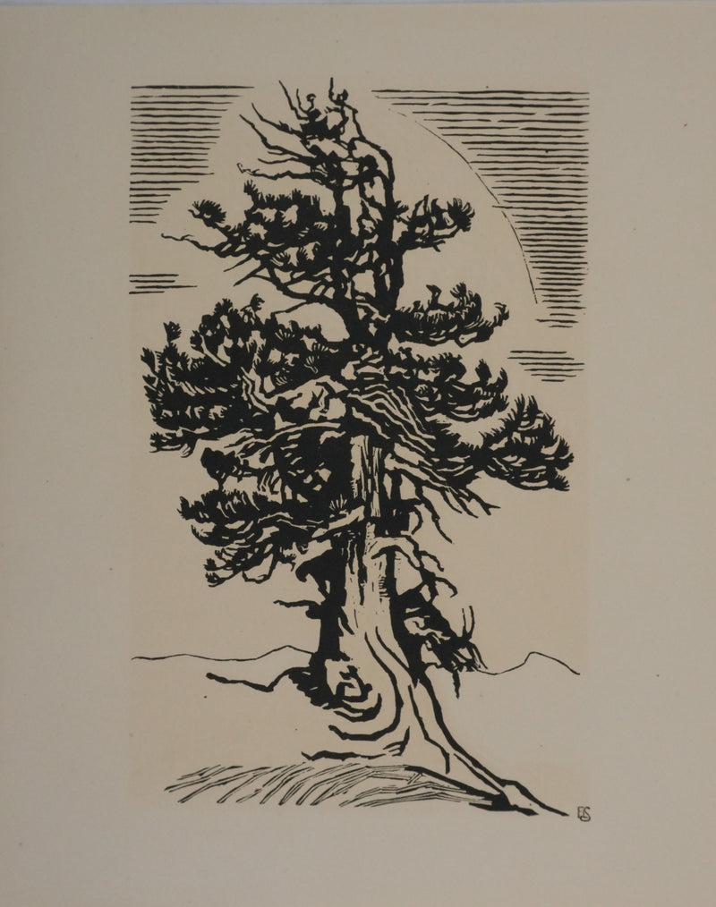 François-Louis SCHMIED : Le sapin, Gravure originale signée