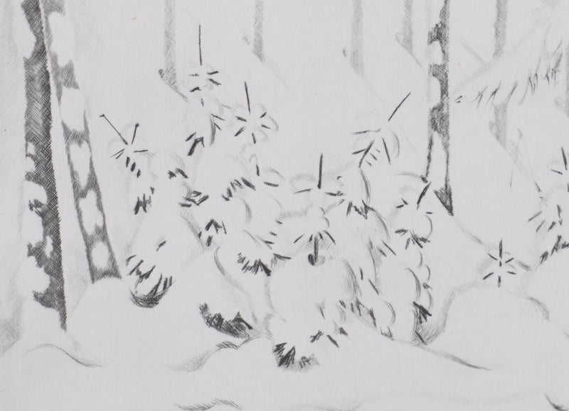 Camille COMBE : De neige emmitouflés, Gravure originale signée