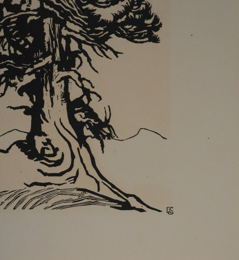 François-Louis SCHMIED : Le sapin, Gravure originale signée