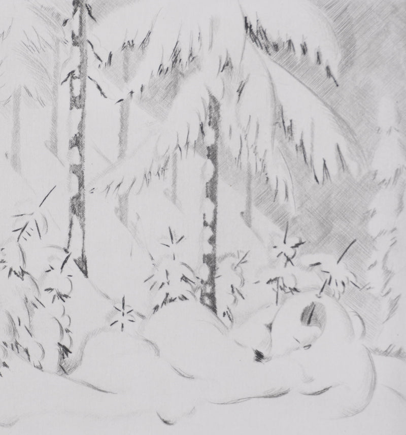 Camille COMBE : De neige emmitouflés, Gravure originale signée