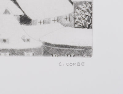 Camille COMBE : Il a neigé sur Bamberg, Gravure originale signée