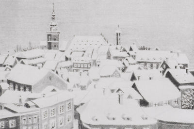 Camille COMBE : Il a neigé sur Bamberg, Gravure originale signée