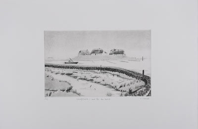 Camille COMBE : Langeness, une île au Nord, Gravure originale signée