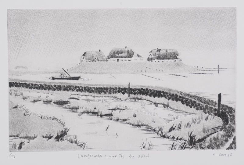 Camille COMBE : Langeness, une île au Nord, Gravure originale signée